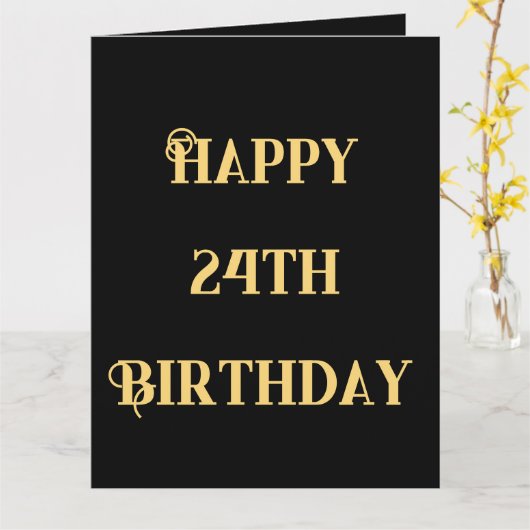 Happy 24th Birthday Gold Yellow Twenty Four Age カード (黄色い花)