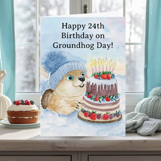  Happy 24th Groundhog Day Birthday  カード