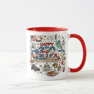 Happy 250 America Mug USA 250 Years of Freedom Pat マグカップ