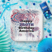 Happy 250th America Patriotic Fireworks ペーパープレート (パーティー)