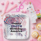 Happy 250th America Patriotic Fireworks ペーパープレート (パーティー)
