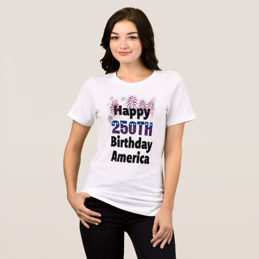 Happy 250th America Patriotic Fireworks July 4th  トライブレンドＴシャツ (正面全面)