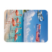 Happy 250th Birthday America Flamingos on Beach マグネット (横)