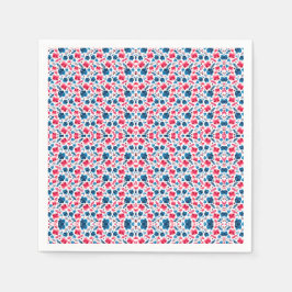 Happy 250th Birthday,America!Floral Red White Blue スタンダードカクテルナプキン