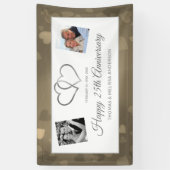 HAPPY 25th ANNIVERSARY SILVERハート&写真 横断幕 (縦)