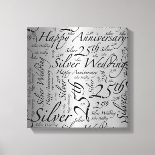 Happy 25th Anniversary Word Art Graphic キャンバスプリント