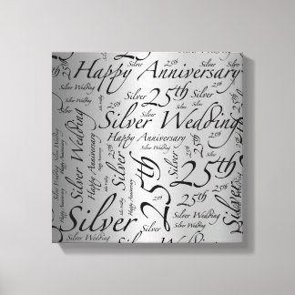 Happy 25th Anniversary Word Art Graphic キャンバスプリント