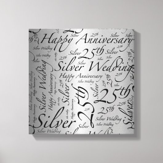 Happy 25th Anniversary Word Art Graphic キャンバスプリント (正面)