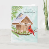  Happy 25th Birthday Birds at Birdhouse カード (正面)