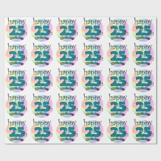 Happy 25th Birthday (blauw) ラッピングペーパー (フラット)