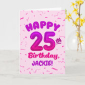 Happy 25th Birthday Card with Custom Name カード (黄色い花)