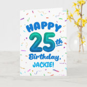 Happy 25th Birthday Card with Custom Name カード (黄色い花)