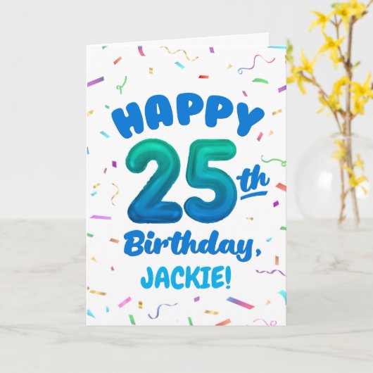 Happy 25th Birthday Card with Custom Name カード (黄色い花)