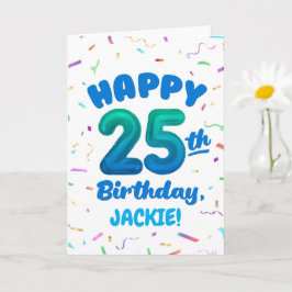 Happy 25th Birthday Card with Custom Name カード