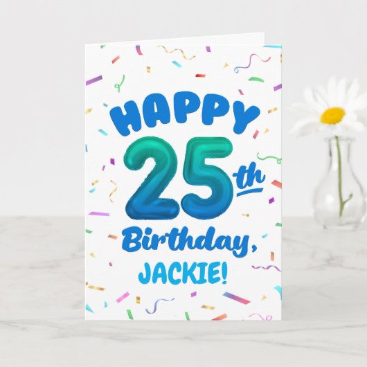 Happy 25th Birthday Card with Custom Name カード (小さな植物)