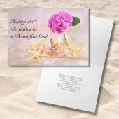 Happy 25th Birthday Peony with Seashells カード