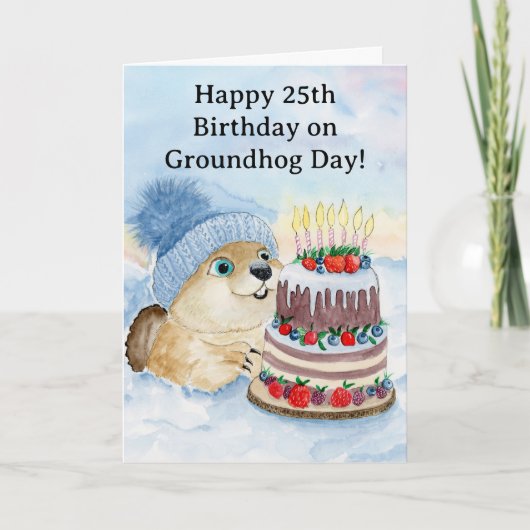  Happy 25th Groundhog Day Birthday  カード (正面)