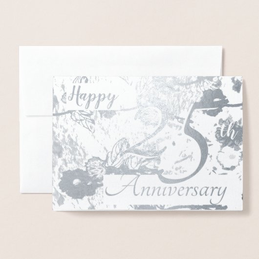 Happy 25th Silver結婚's Anniversary 空白の Card 箔カード (封筒付き正面)