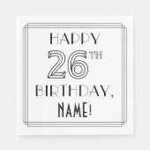 HAPPY 26th誕生日;アールデコスタイル;名前をカスタムする スタンダードランチョンナプキン (正面)