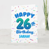 Happy 26th Birthday Card with Custom Name カード (正面)