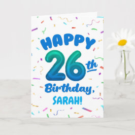 Happy 26th Birthday Card with Custom Name カード
