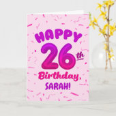 Happy 26th Birthday Card with Custom Name カード (黄色い花)