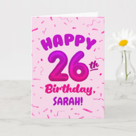 Happy 26th Birthday Card with Custom Name カード