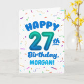 Happy 27th Birthday Card with Custom Name カード (黄色い花)