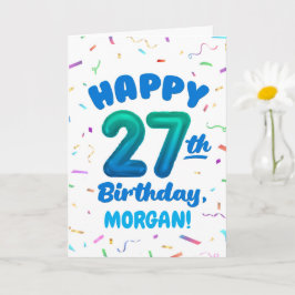 Happy 27th Birthday Card with Custom Name カード