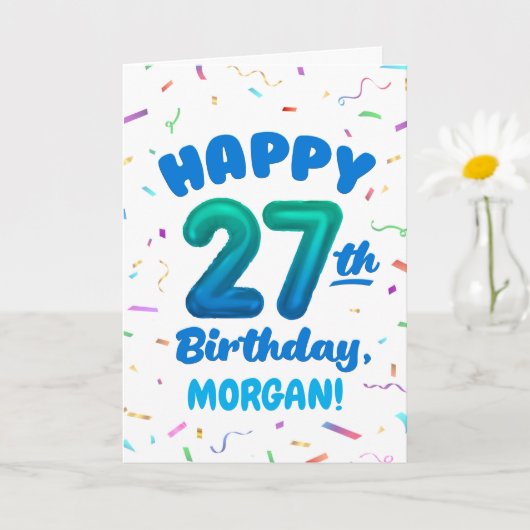Happy 27th Birthday Card with Custom Name カード (小さな植物)