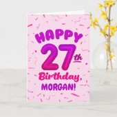 Happy 27th Birthday Card with Custom Name カード (黄色い花)