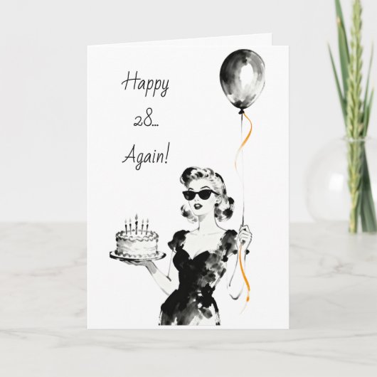 Happy 28 Again! | Funny Sarcastic Birthday カード (正面)
