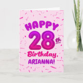 Happy 28th Birthday Card with Custom Name カード (正面)