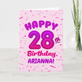 Happy 28th Birthday Card with Custom Name カード