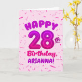 Happy 28th Birthday Card with Custom Name カード (黄色い花)