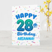 Happy 28th Birthday Card with Custom Name カード (黄色い花)