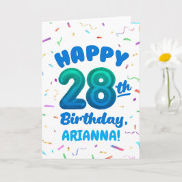 Happy 28th Birthday Card with Custom Name カード