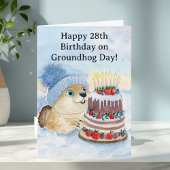  Happy 28th Groundhog Day Birthday  カード