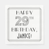 HAPPY 29th誕生日;アールデコスタイル;名前をカスタムする スタンダードランチョンナプキン (正面)