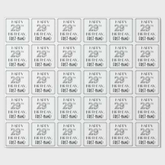 HAPPY 29th誕生日;アールデコスタイル;名前をカスタムする ラッピングペーパー (フラット)