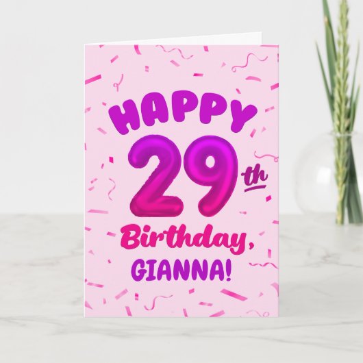 Happy 29th Birthday Card with Custom Name カード (正面)