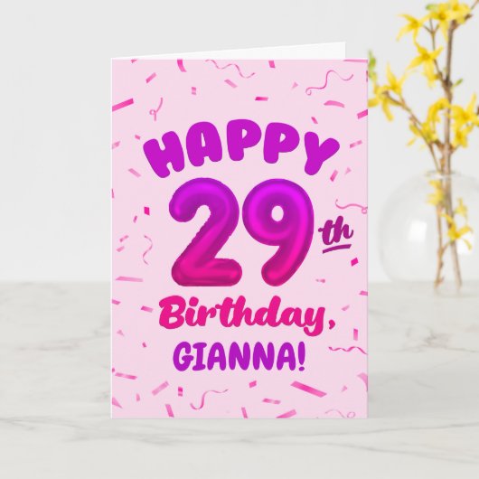 Happy 29th Birthday Card with Custom Name カード (黄色い花)