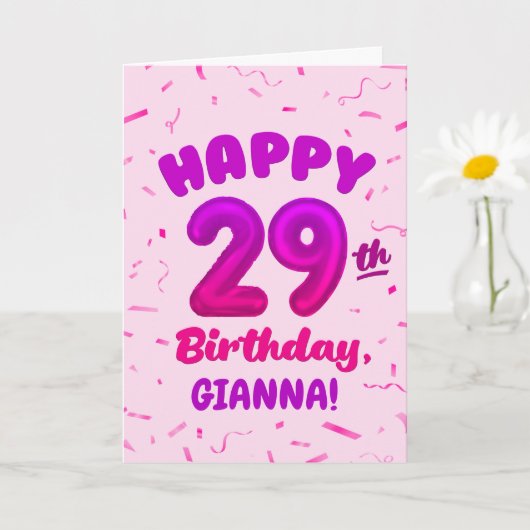 Happy 29th Birthday Card with Custom Name カード (小さな植物)
