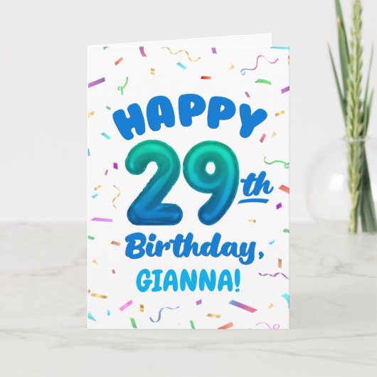 Happy 29th Birthday Card with Custom Name カード (正面)