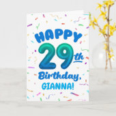 Happy 29th Birthday Card with Custom Name カード (黄色い花)
