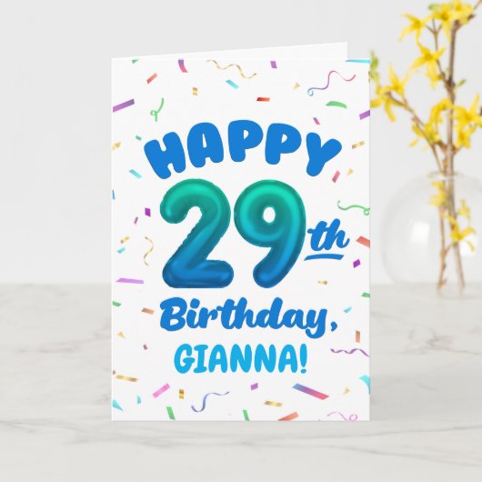 Happy 29th Birthday Card with Custom Name カード (黄色い花)