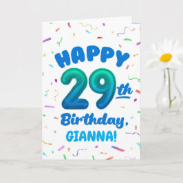 Happy 29th Birthday Card with Custom Name カード