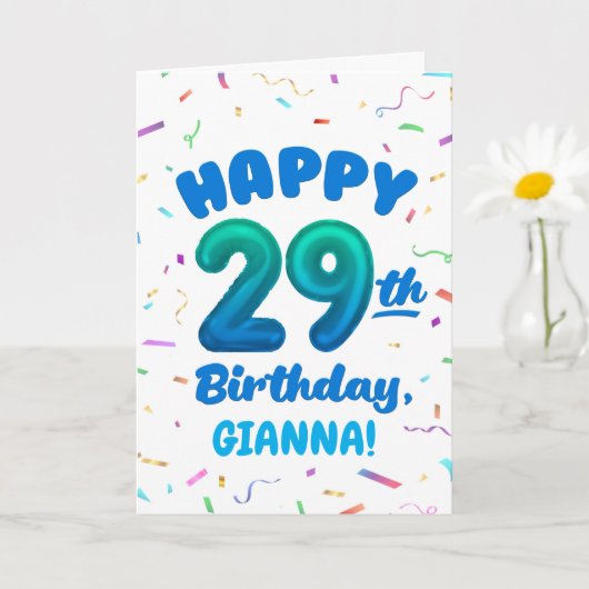 Happy 29th Birthday Card with Custom Name カード (小さな植物)