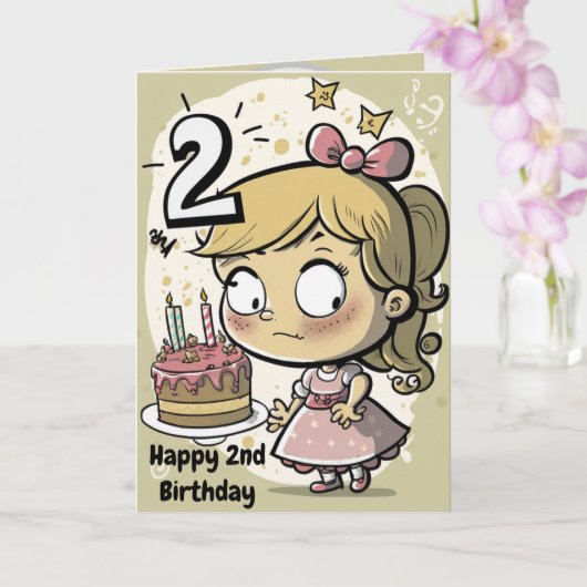 Happy 2nd Birthday Card for Girl カード (蘭)