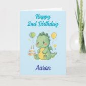 Happy 2nd Birthday, Cute Dragon, Personalized  カード (正面)